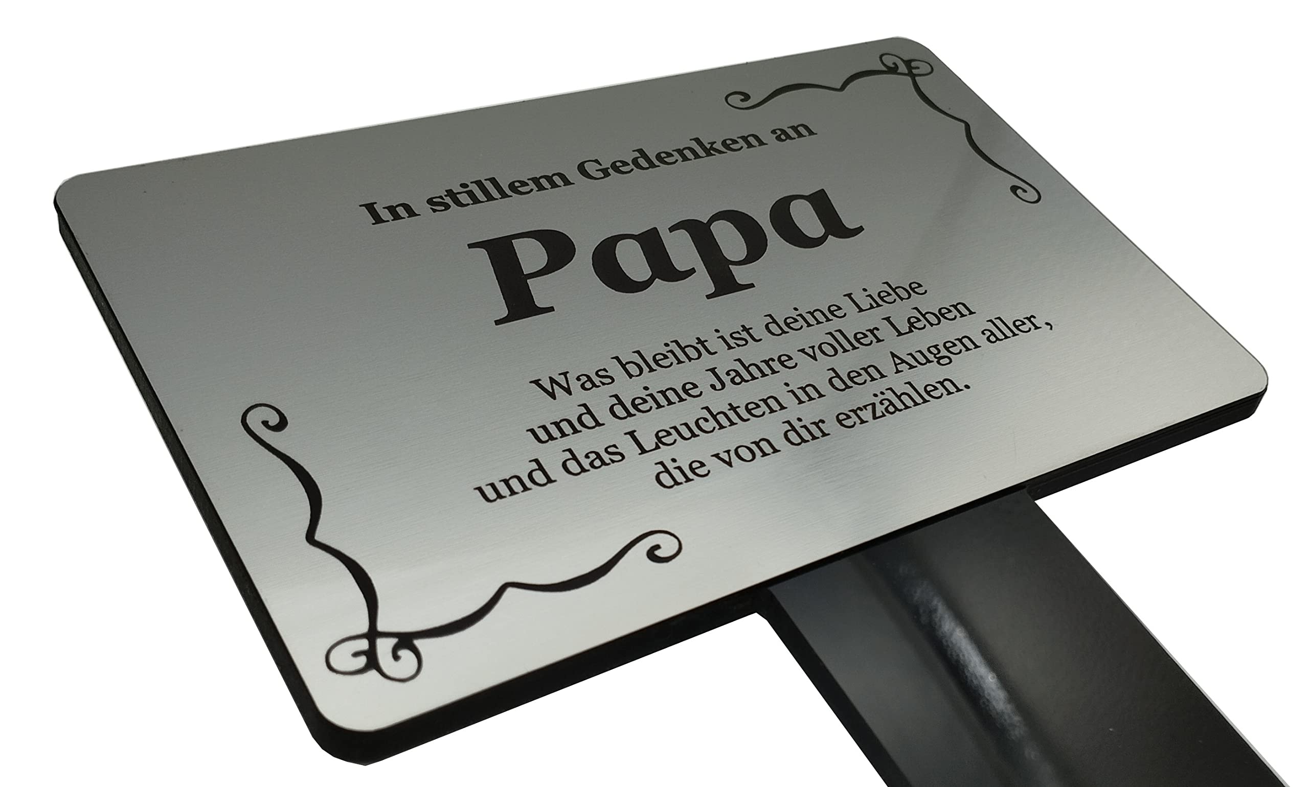 Gedenktafel Für Papa – Graviertes Acryl-Schild (silber/schwarz) Für Grab Oder Garten – Wasserdicht & Wetterfest