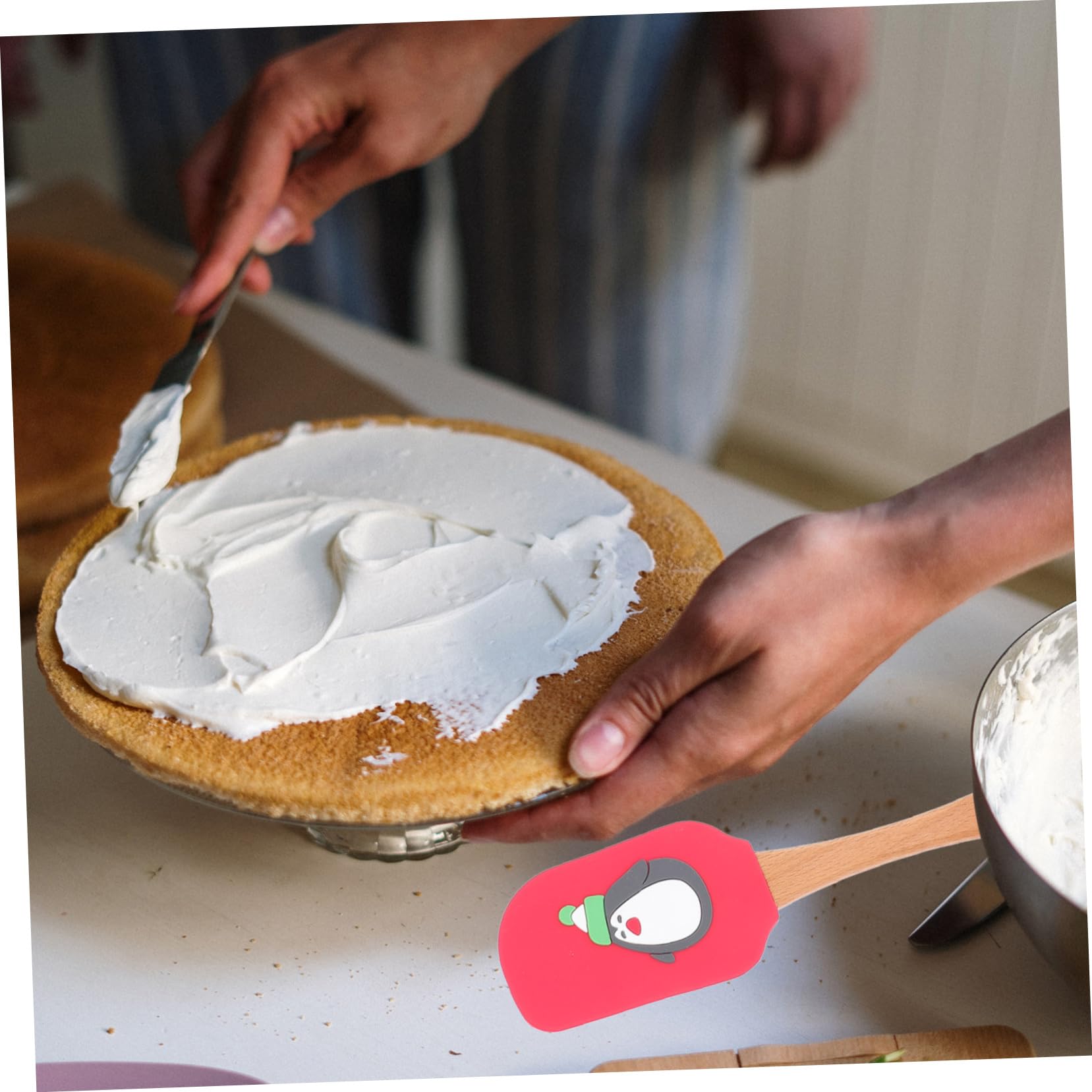 TOPBATHY 3 Sätze Silikoncremespatel Cremefarbener Spachtel Buttercremeschaber Kuchencremekratzer Pfannenwender Für Die Küche Backschaber Teigschaber Butterschaberspatel Holz 4 Stück * 3