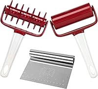 Vista 1 de Juego de herramientas de pizza de 3 piezas, incluye rodillo de pizza de pastelería, cortador de masa de pizza que ahorra tiempo y cortador de masa