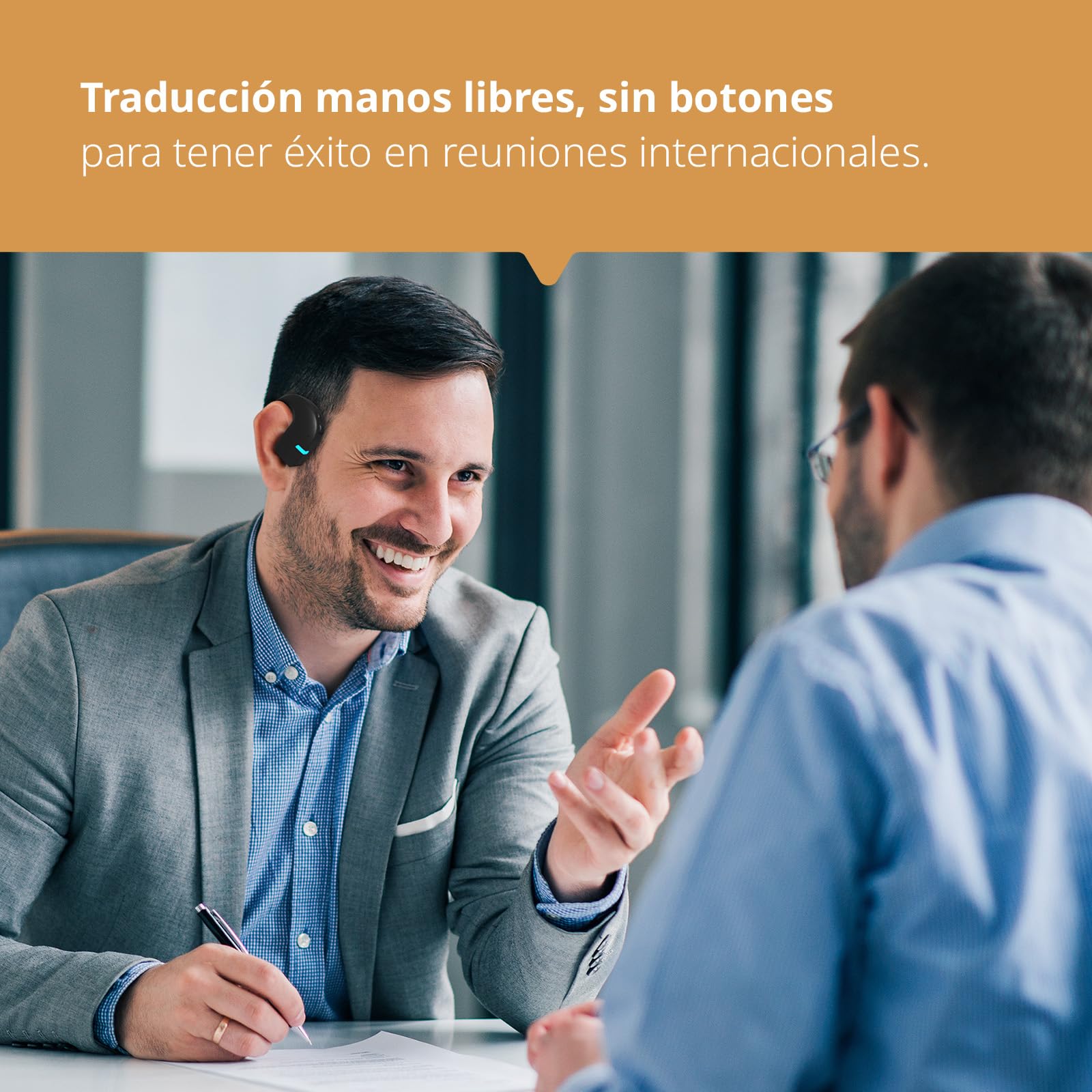 Vasco E1 Traductor/Auriculares Traductores con Más De 50 Idiomas | Traducción manos libres | Diseño higiénico supraaural | Ideal para reuniones y viajes | Funciona con una aplicación gratuita