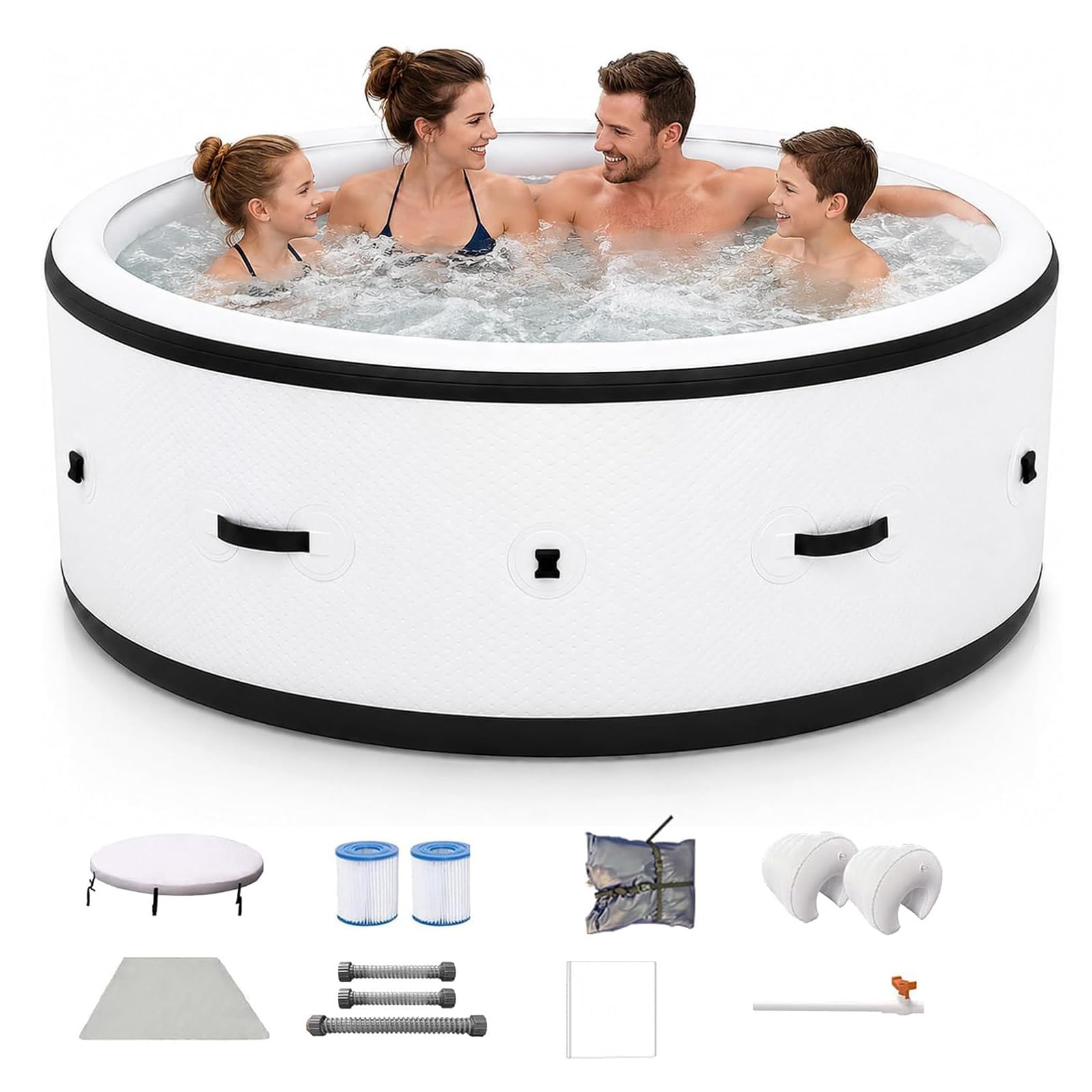 DDZJTPP Inflatable Hot Tub 2-6 Person,Portable Spa 180 Massage Bubble Jets & 104°F Fast Heating 6-Color Changing LED Light,Durable Puncture-Resistant Blow Up Tub for Patio & Garden 81x28in