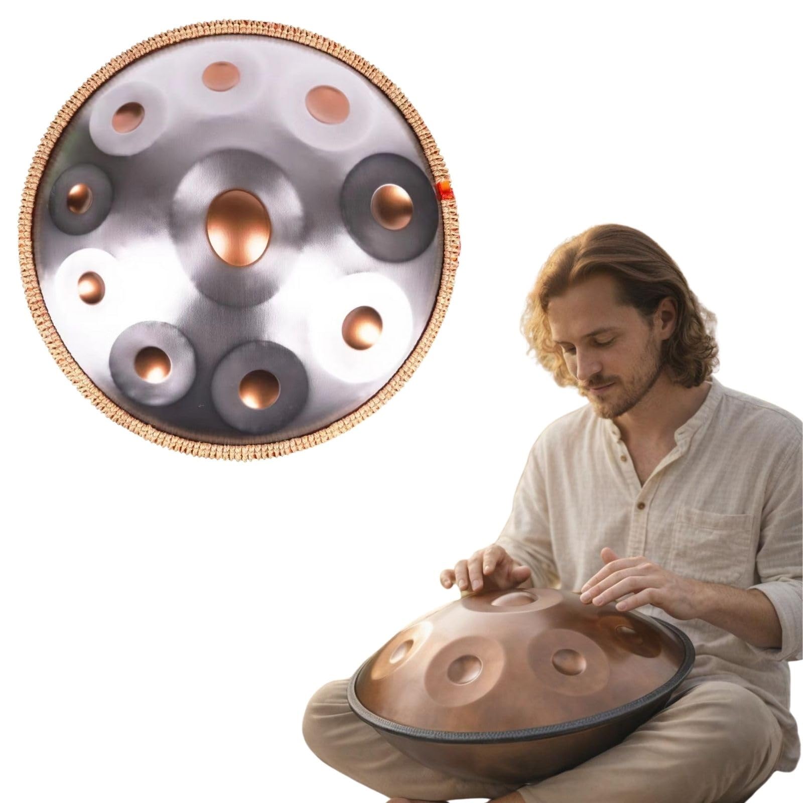 Handpan Drum Musical D Minor de Acero Handpan Instrumento 9 10 12 Notas 432Hz 440Hz para Meditación Yoga Música Terapia Sonora y Práctica Profesional para Adultos(Silver2,432HZ/10 Note)