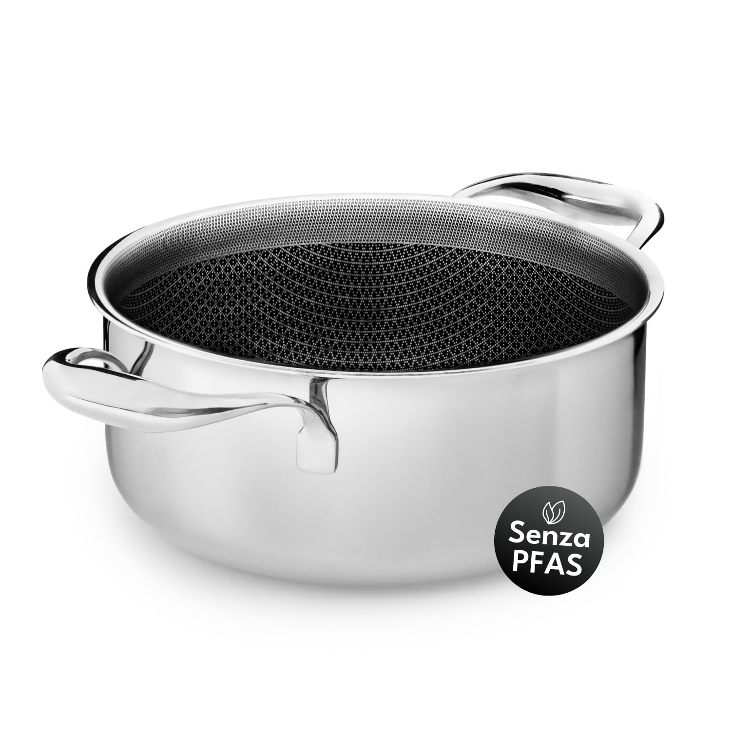 Onyx Cookware Casseruola 20 cm, 2,8 l | Rivestita a induzione | Per tutti i tipi di piano cottura | Superficie antiaderente antigraffio | Acciaio inox/alluminio a 3 strati | Senza PFAS