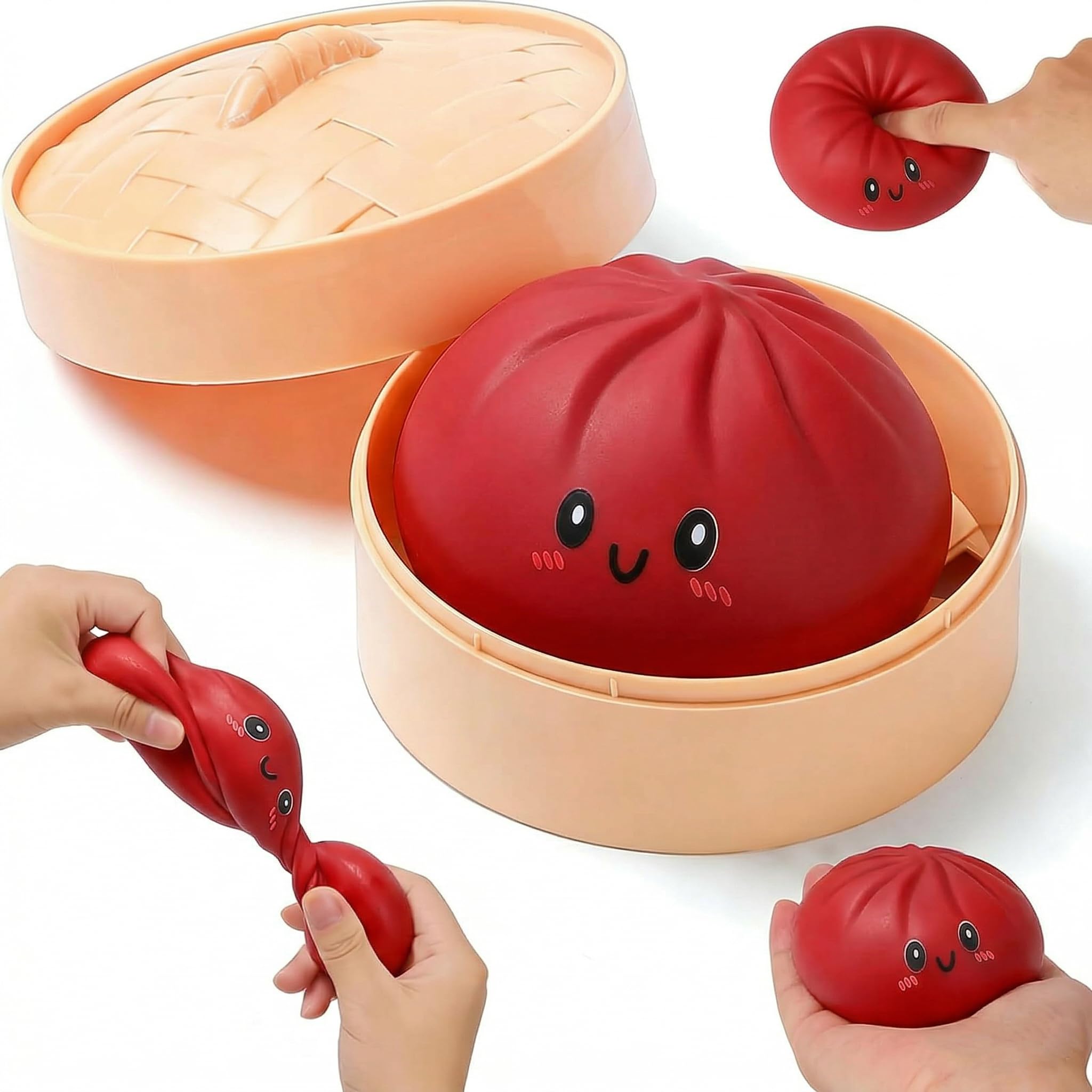 XXL Mystery Dumplings Squishy Squeeze Buns con scatola (9,5 cm) – Viral Trend Anti Stress Giocattolo da schiacciare – Pallone da impastare in colore a sorpresa – Fidget Toy idea regalo