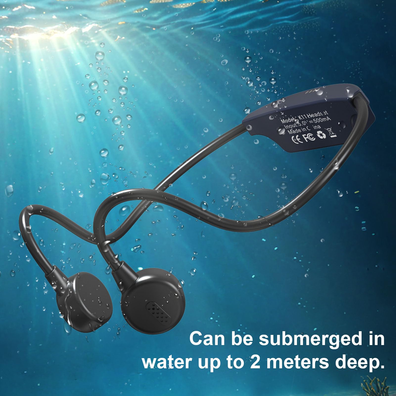 Bluetooth 5.3 Słuchawki Przewodnictwa Kości IPX8 Water Water Proof - 16 GB MP3 Słuchawki Pływackie z 12H Playtime, Otwarte Słuchawki do Uszy do Basenu/okrążenia, Nurkowanie, (BLACK)