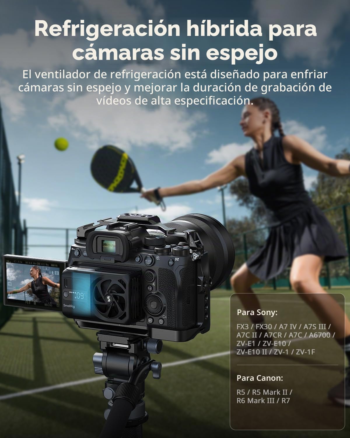 Ventilador de Enfriamiento TEC SmallRig Integrado con Batería, Sistema de Enfriamiento Externo para Cámara con Módulo de Enfriamiento TEC, para Sony A7 IV/A7S III/A7C II/A6700/ ZV-E10 / ZV-E10 II/FX3