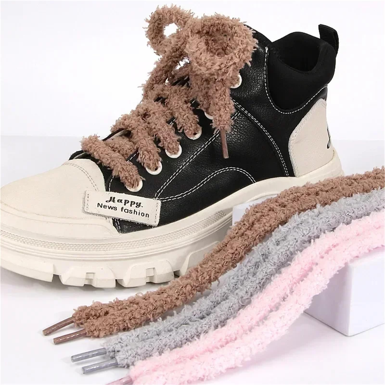 Cordones esponjosos casuales para zapatos, 1 cm de ancho, cuerda redonda, para otoño, 20 pares para zapatos casuales