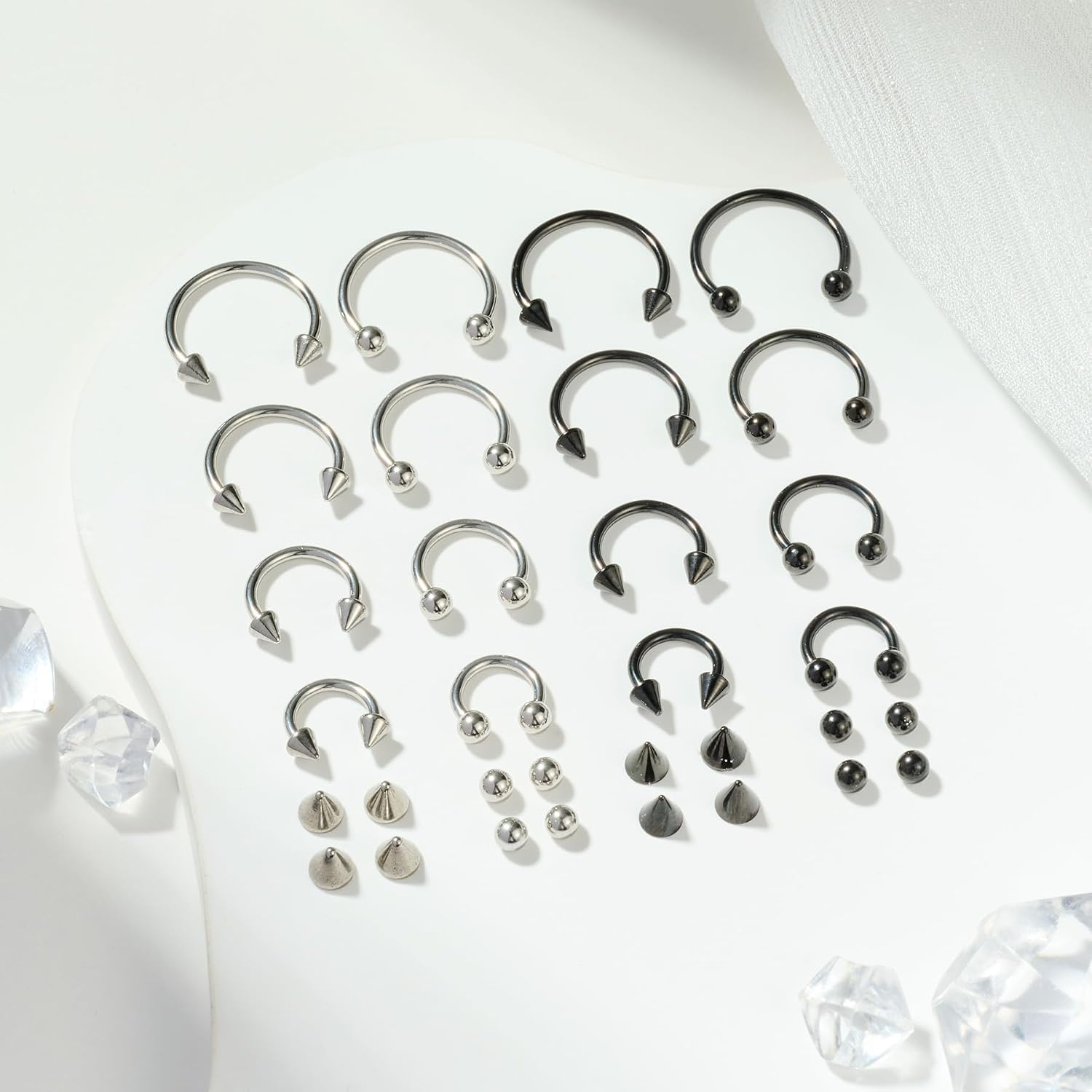 16G Septum Nose Rings Stainless Steel Hinged Seamless Nose Hoop Ring Horseshoe Piercing Jewelry Captive Bead Ring Helix Daith Tragus Cartilage Earrings for Women Men image 3