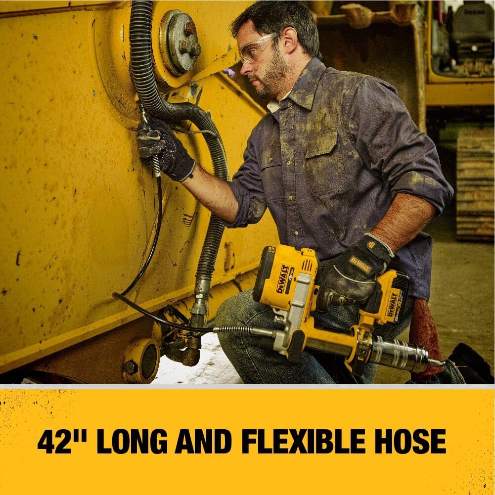 Loading a grease cartridge into the DEWALT grease gun