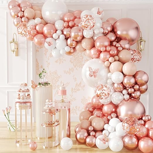132pcs Rose Gold Balloon Garland Arch Kit, Rose Gold