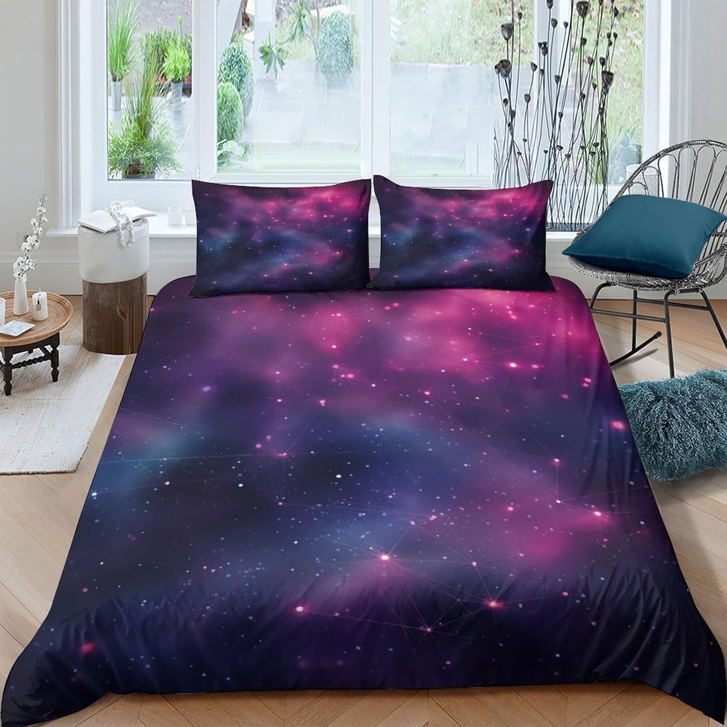 Housse de couette microfibre 3D confort art géométrique 135x200 cm