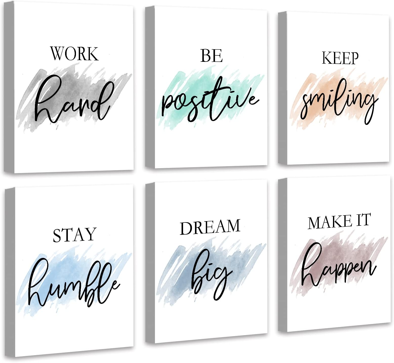 𝗗𝗿𝘀𝗼𝘂𝗺 Motivational Wall Decor Inspirational Office Wall Art Quotes Wall Art for Living Room Encouraging Canvas Posters for Office Bedroom Sayings for Wall Decor - 8” x10” x6 PCS (𝗙𝗿𝗮𝗺𝗲𝗱)