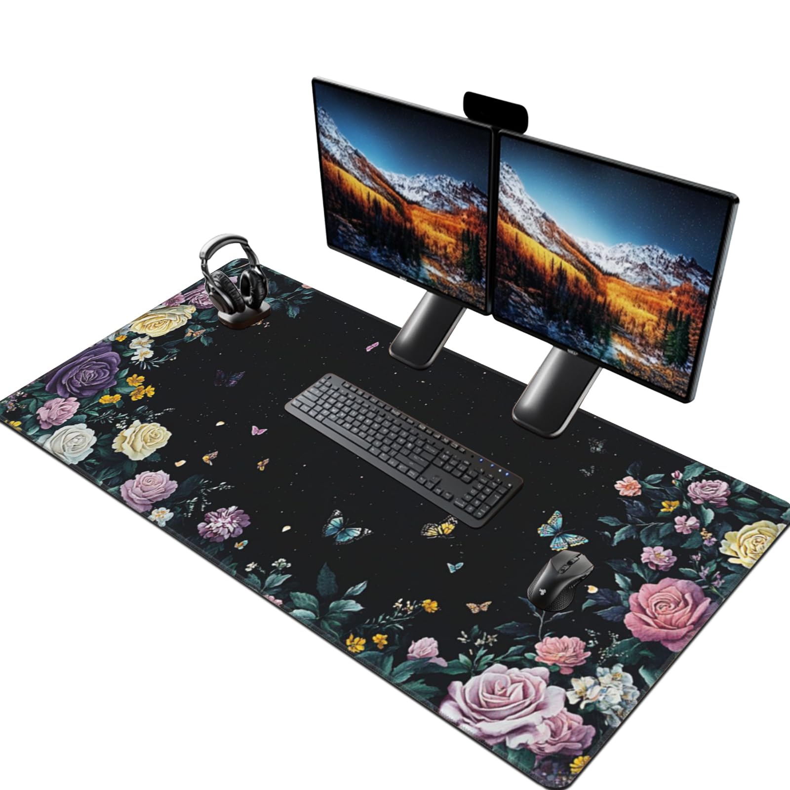 Alfombrilla de mouse para juegos y oficina, 48 x 24 pulgadas, extendida, 3XL, con bordes cosidos, base de goma antideslizante, alfombrilla de mouse gigante para laptop, teclado, PC, protector
