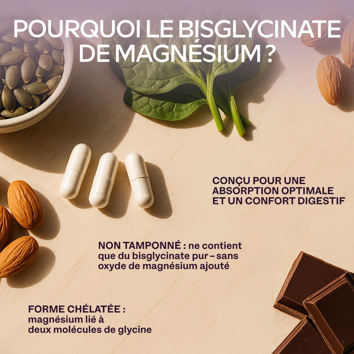 Magnesium Bisglycinate 2505mg | Magnesium Glycinate Chelaté Hautement Biodisponible 300mg Élémentaire - Bisglycinate de Magnésium Non Tamponé, Vegan - Fatigue, Sommeil, Muscles - 180 Gélules