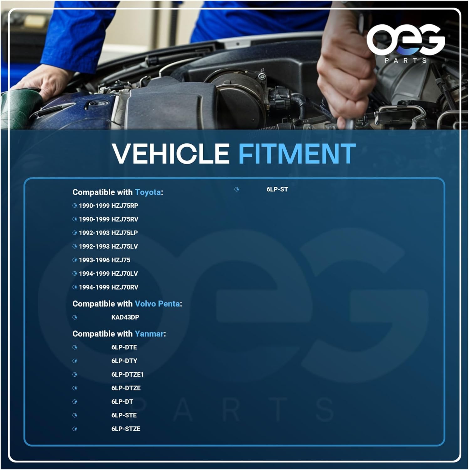 OEG Parts New Starter Compatible with YANMAR Marine 12V 12T 2.5KW CW 6LP-DTE 6LP-DTY 6LP-STZE 6TA8180000, 11977377010, 2280002030, 2280002031, 2280002032, SND0120, 41052134