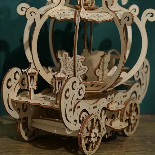 Miniatura 5 de bennama Rompecabezas 3D de madera en forma de calabaza, kits de modelo de carretilla de calabaza, acertijos mentales y rompecabezas para