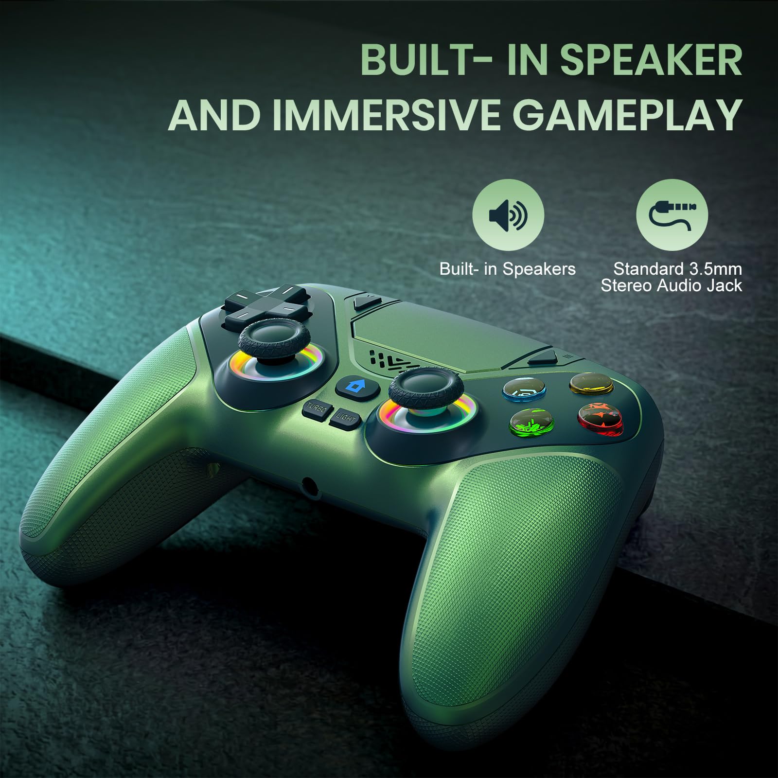 Lapezei Wireless Controller für PS5/Pro/Slim/PC, Bluetooth Gamepad mit Rücktasten, Turbo, Makro, Lautsprecher, Dual-Vibration, 6-Achsen-Sensor, Touchpad and 3.5mm Audio Jack
