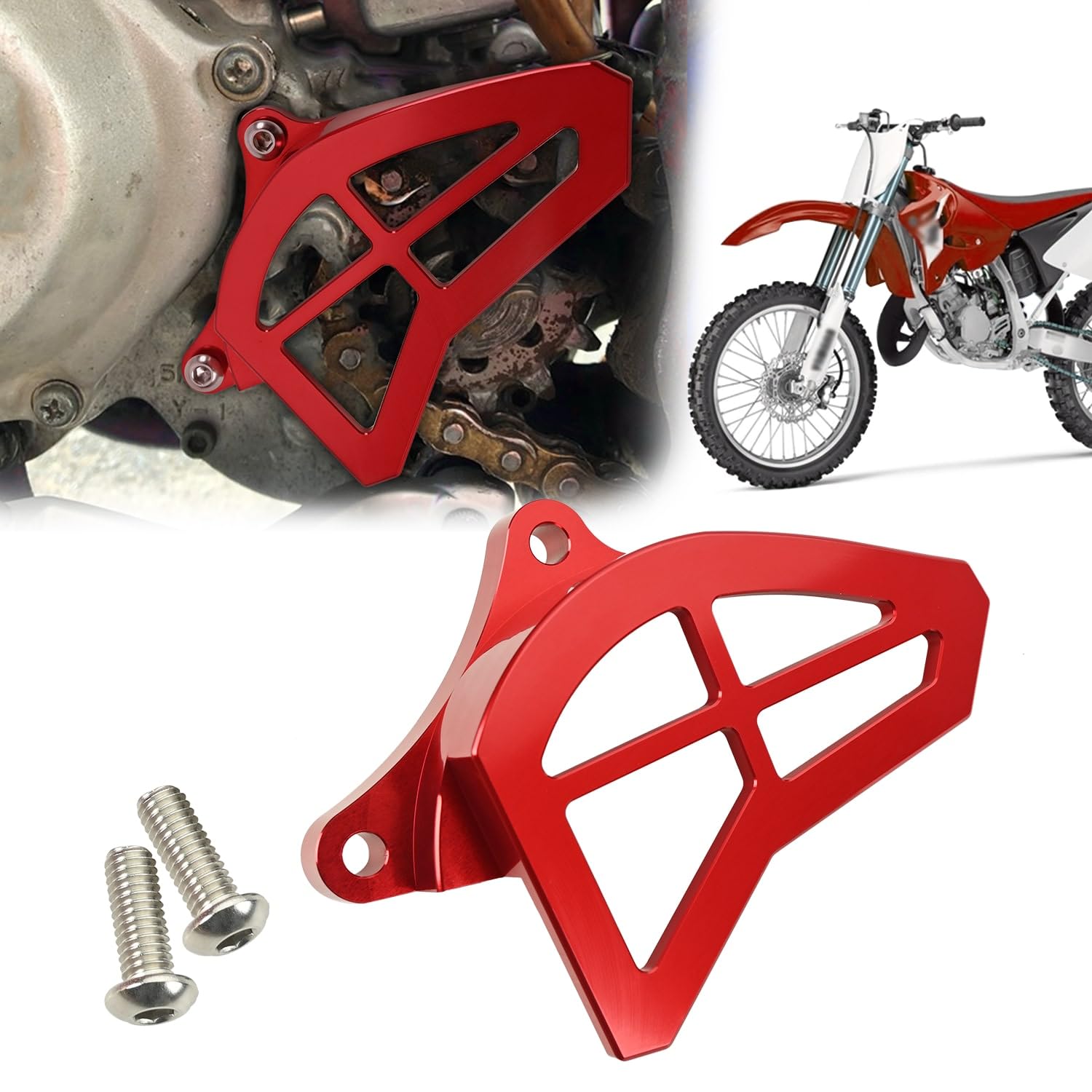Canitu Front Sprocket Guard Cover,CNC Billet Aluminum Engine Sprocket Cover Engine Case Saver Guard Protector Crankcase Protection for Yamaha YZ125 1993-2004 (RED)