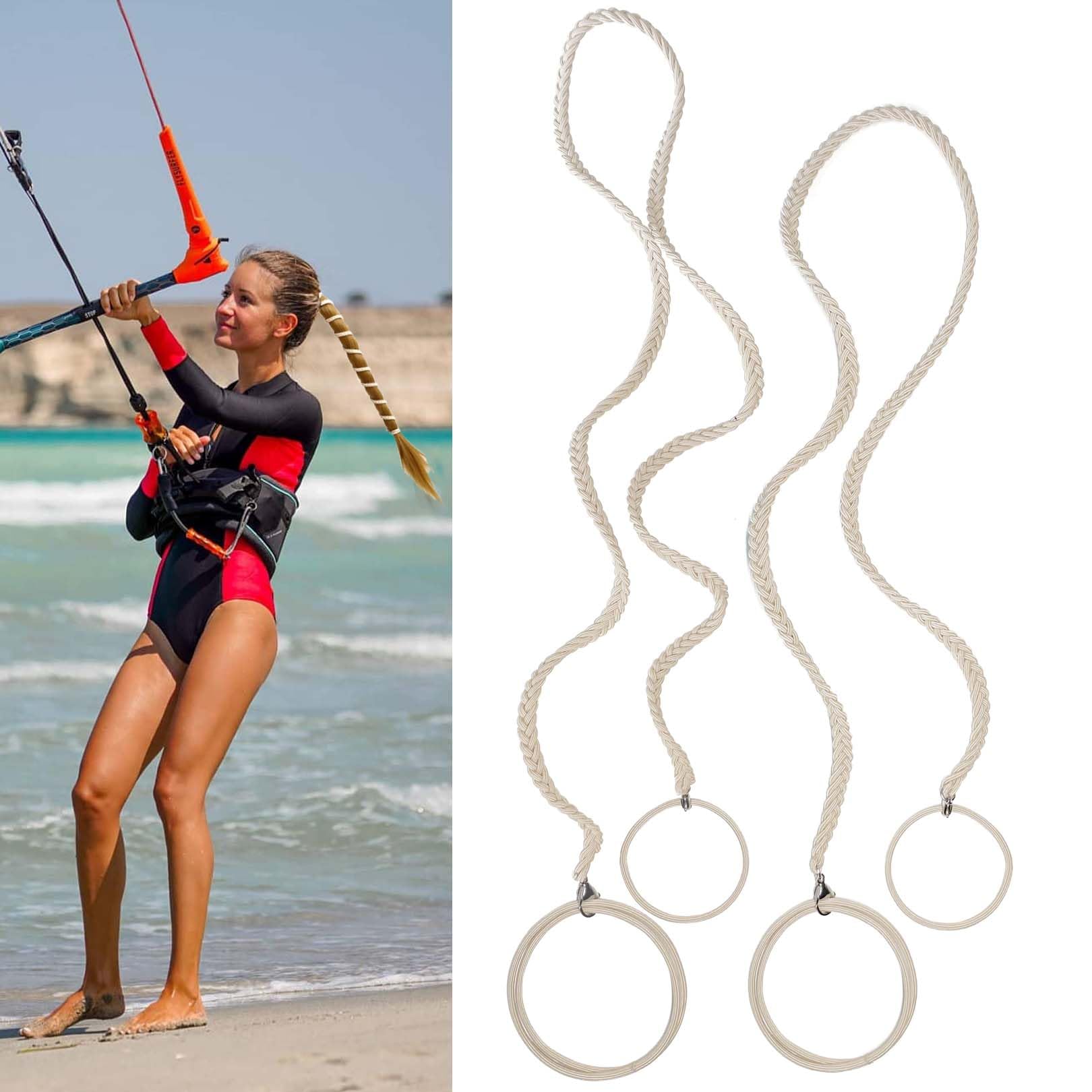 2 Packs (1PC 35"+1PC 25") Blonde Hair Ties for Women's Hair, Elastic Strong Hair Bands for Long Thick Curly Hair Anti Breakage Ponytails Holders for