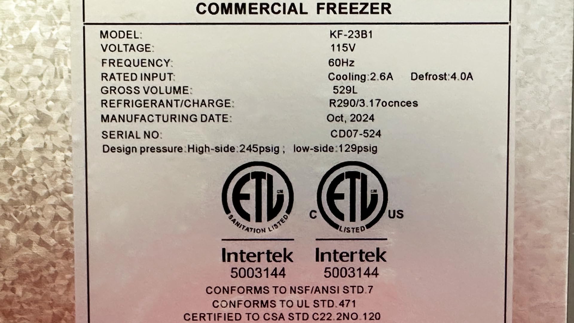 Commercial Upright Freezer, 27"W, Stainless Steel, Digital Temperature Control, Heavy Duty Shelves, Auto Defrost 23 Cu.Ft. Etl Kf-23b1 on Fridge.com - View 4