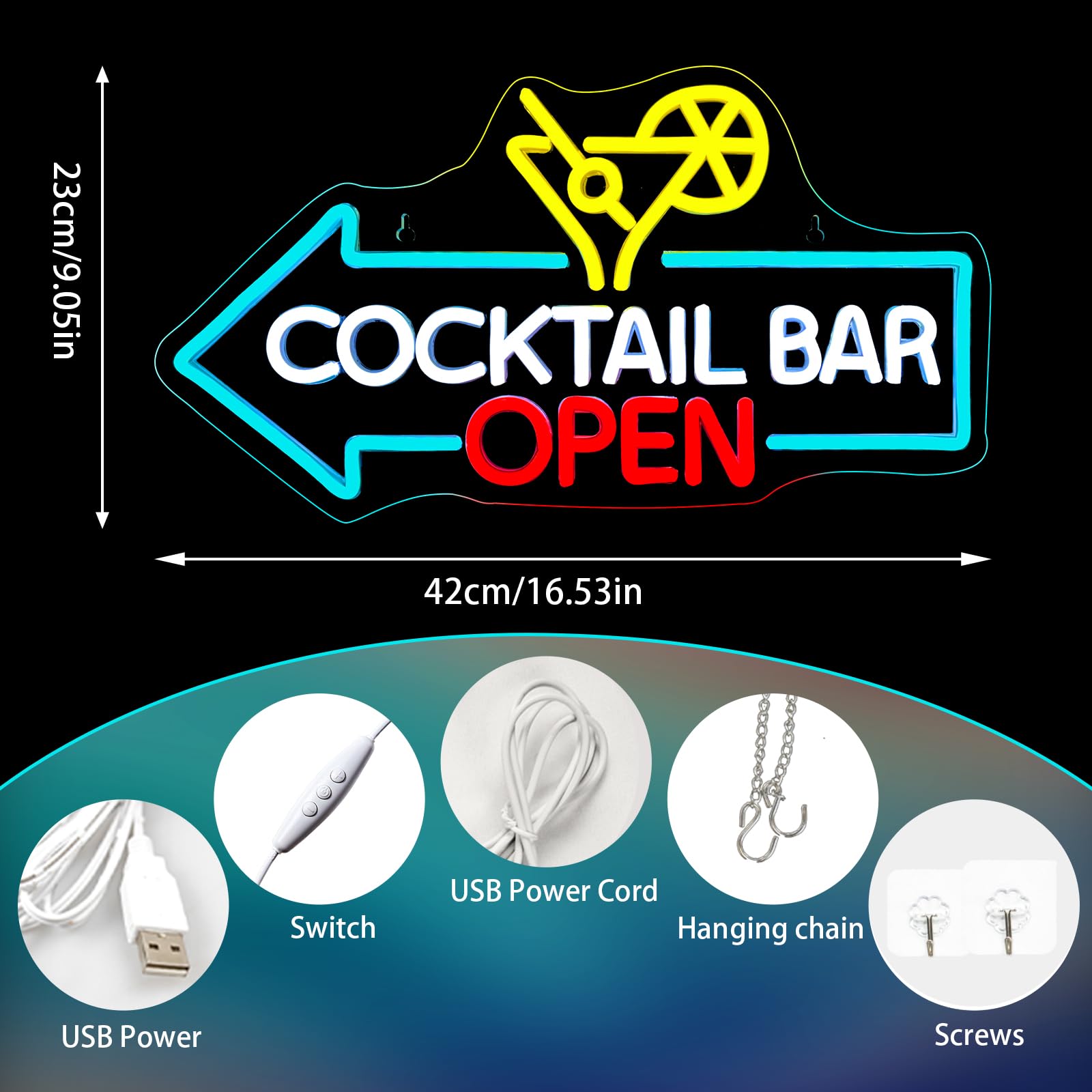 NOXET Cocktails Bar Open Neon Sign - Image 4