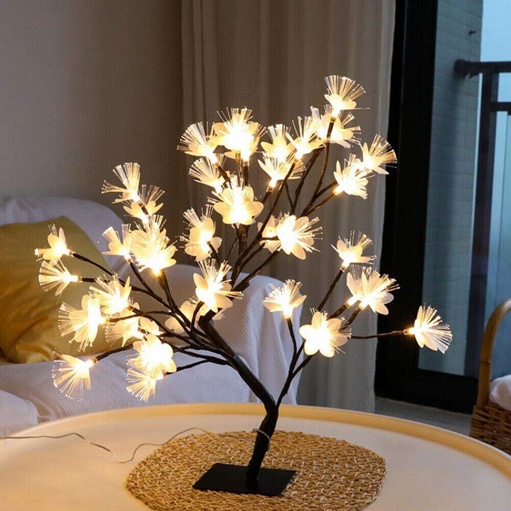 48 LED Tree Lights 40cm Cherry Blossom Tree Light up Bonzie Tree USB Rechargeable Christmas Tree Flowers Decorative Trees for Indoors Lighted Trees Warm White