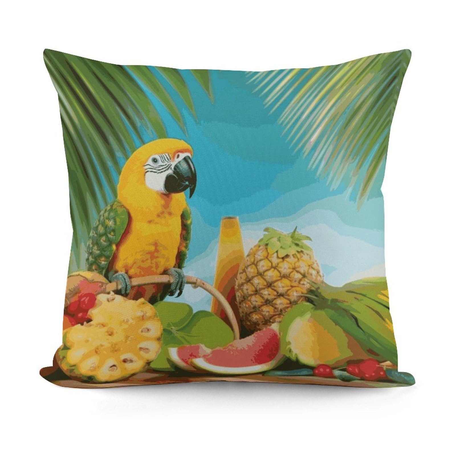 Adfgyerh Style Summer Parrot Pineapple Birds Decorative Pillow Covers, Throw Pillow Covers Soft For All Seasons, Pillowcases For Couch Living Room Sofa Bedroom 18X18 Inch