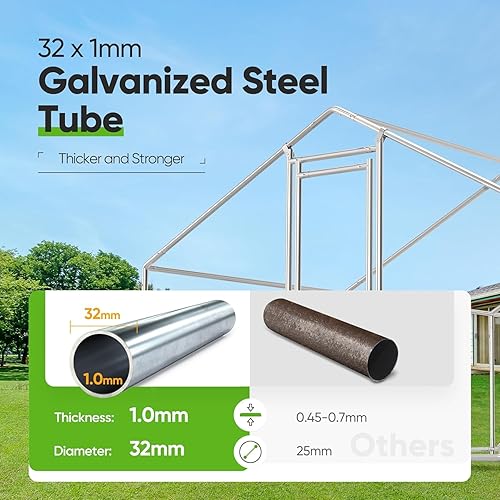 Miniatura 9 de Quictent Gallinero de metal grande de alta calidad mejorado con tela galvanizada y tubo de metal reforzado de 1.26 pulgadas, jaula para aves de