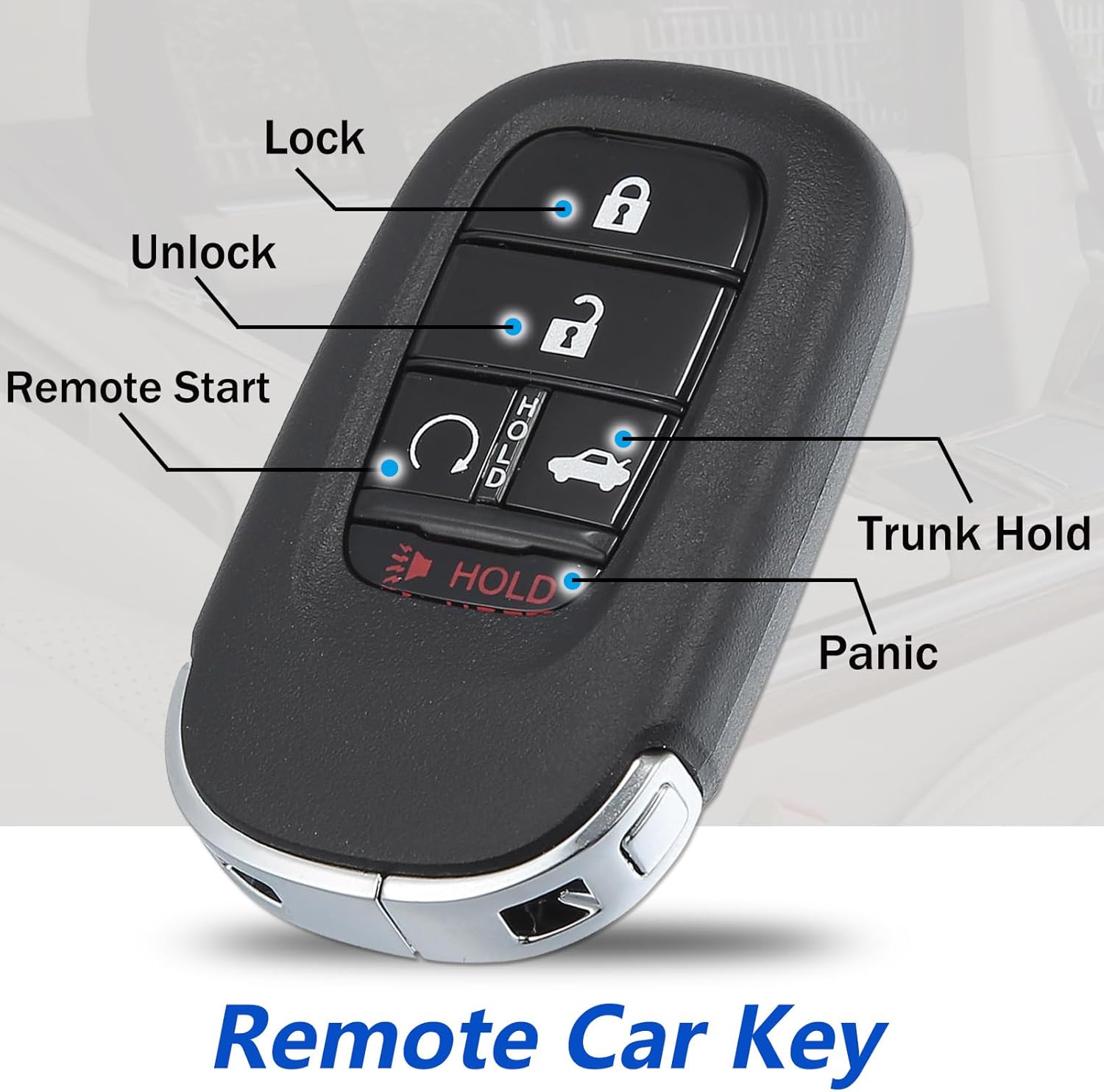 TOP-VIGOR Keyless Entry Remote Control Car Key Fob Replacement Compatible with Honda Accord Civic CRV Pilot HRV 2022 2023, 433Mhz 4A Chip 5 Button for KR5TP-4 72147-T20-A11