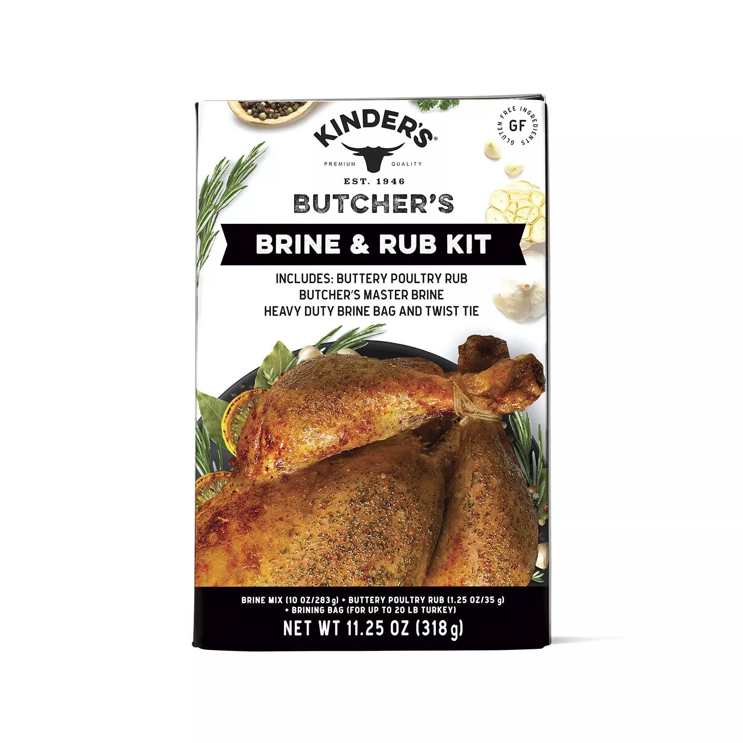 Butcher's Brine Kit, Includes Buttery Poultry Rub, Butcher's Master Mix and Heavy Duty Bag for up to a 20lb Turkey, 11.25oz Kit