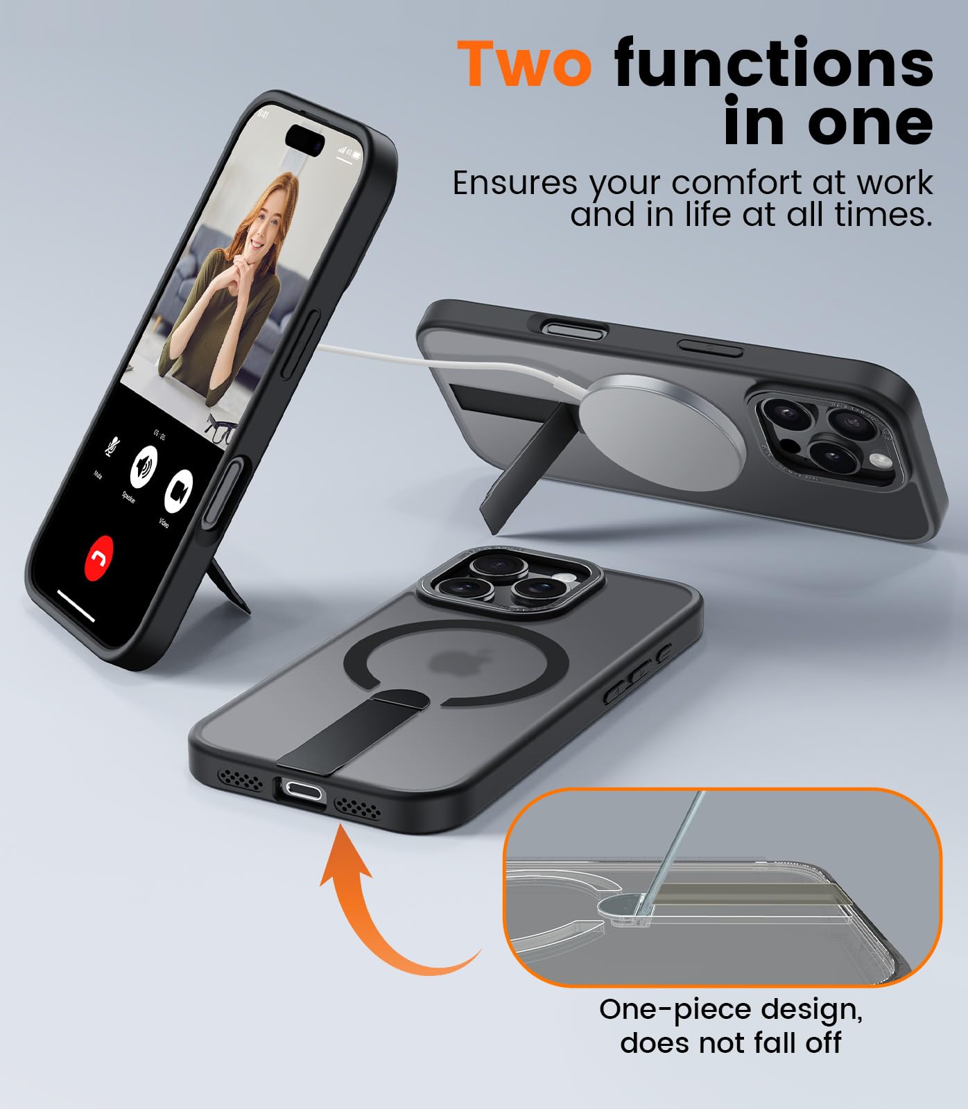 Anello Magnetico Magsafe HWeggo Cover Magnetica Per IPhone 14 Pro Max, Custodia Traslucido Con Invisibile Stand