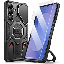 TONGATE Magnetic for Samsung Galaxy S25 FE Case with Screen Protector, [Compatible with MagSafe][Camera Protective Cover][Military-Grade Protection] Ring Stand Phone Case for S25 FE 6.7", HD Black