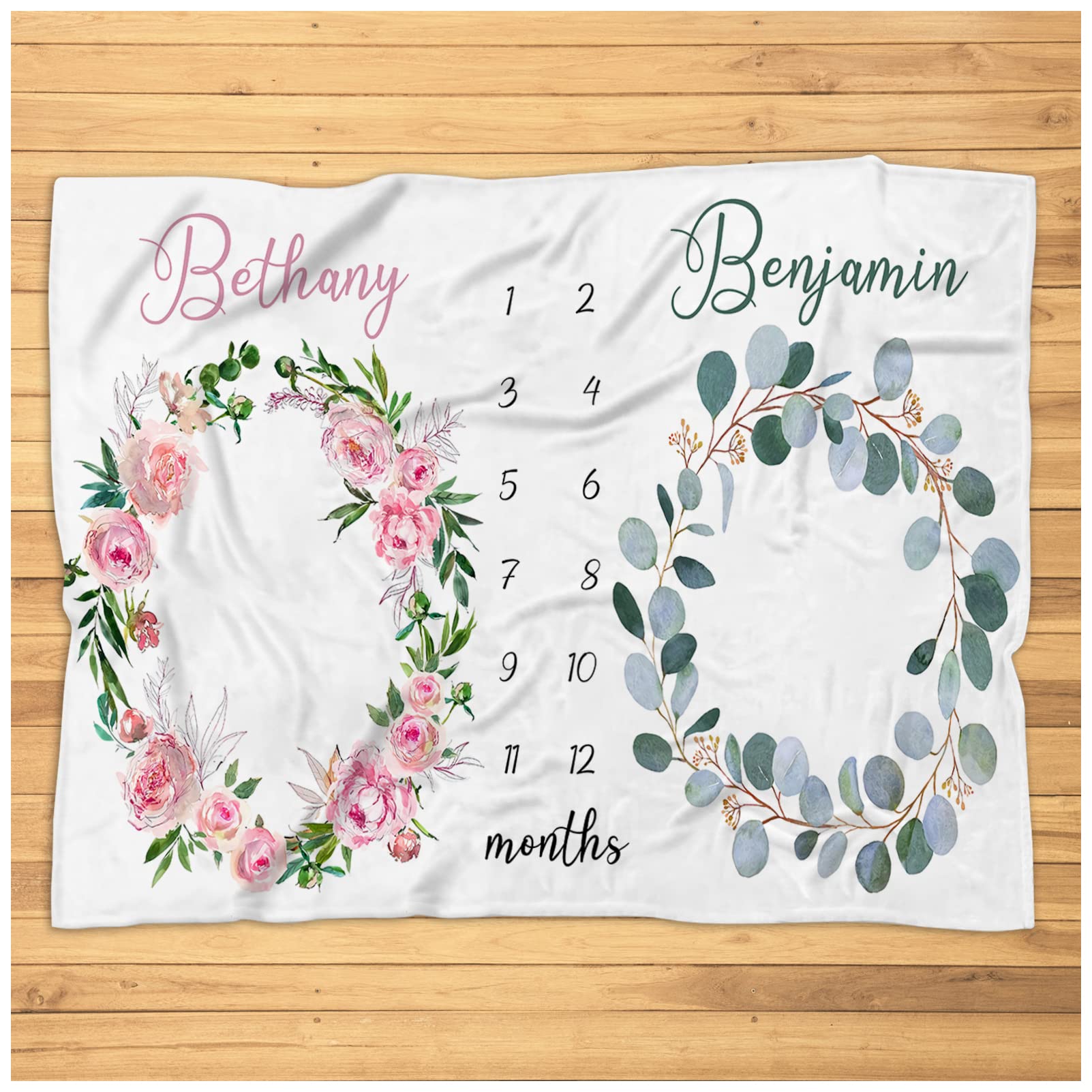 Twins Baby Blanket With Months And Name Twins Personalized Baby