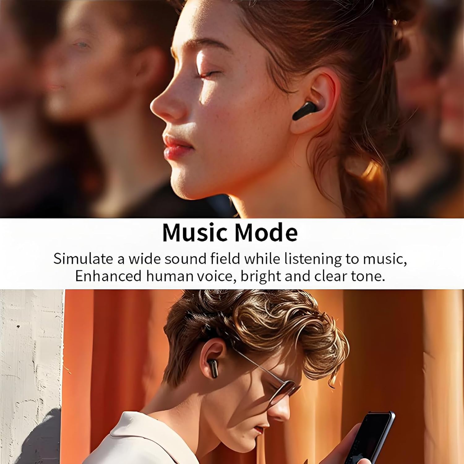Wireless Earbuds ANC ENC Noise Reduction in Ear Touch Screen Multifunctional Sports Bluetooth Earphones TWS Headphones Waterproof (Black)