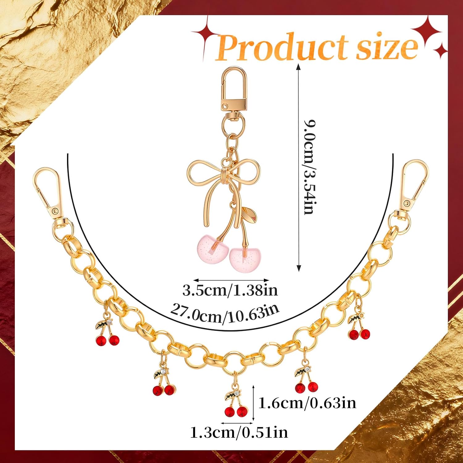 2Pcs Cherry Bag Charms Keychain Double Buckle Key Pendant Car Cherry Accessories for Sisters Birthday Christmas - Image 2