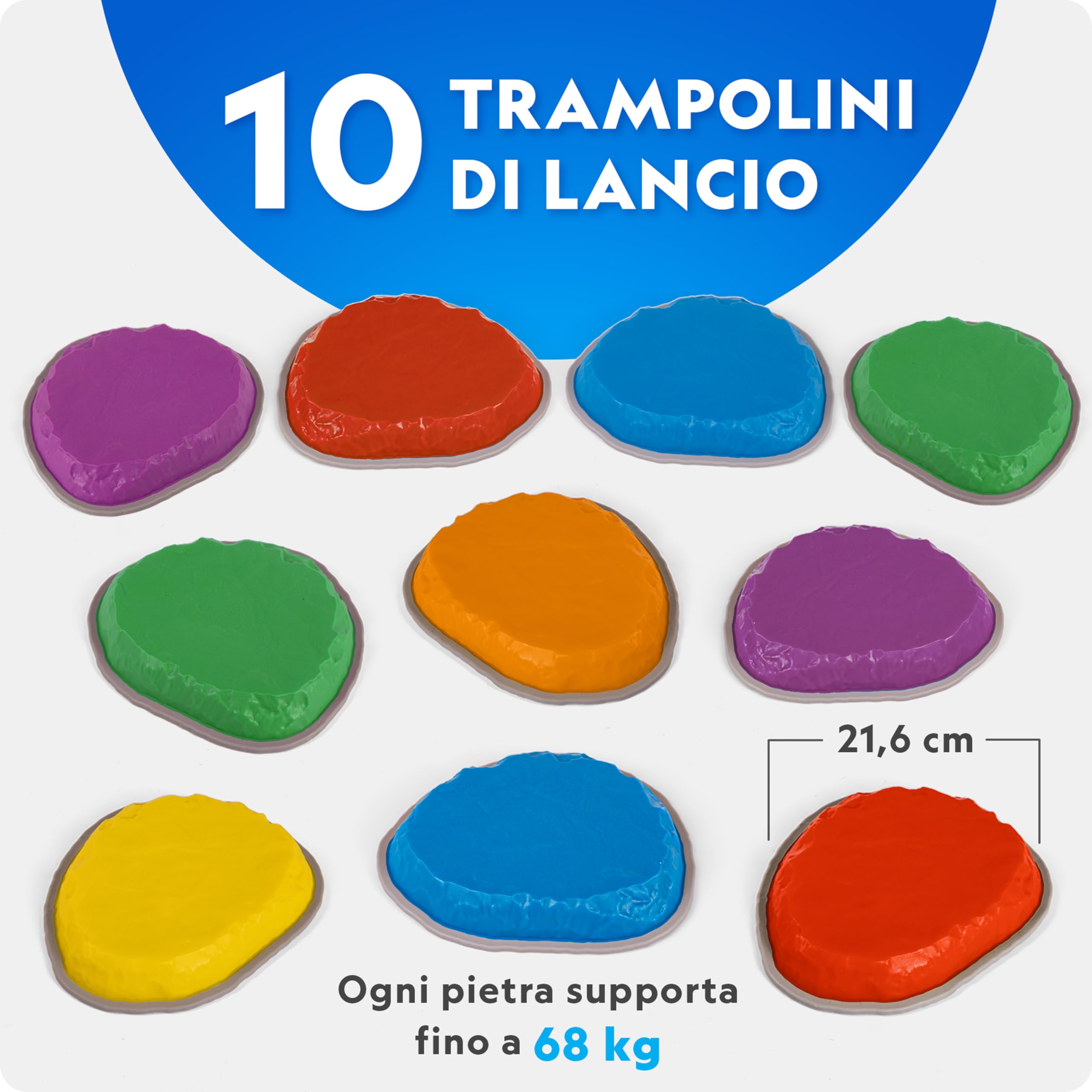 Blue Marble National Geographic Pietre per Equilibrio Bambini - 10 Pietre Antiscivolo Resistenti per Sviluppare Coordinazione e Abilità Motorie