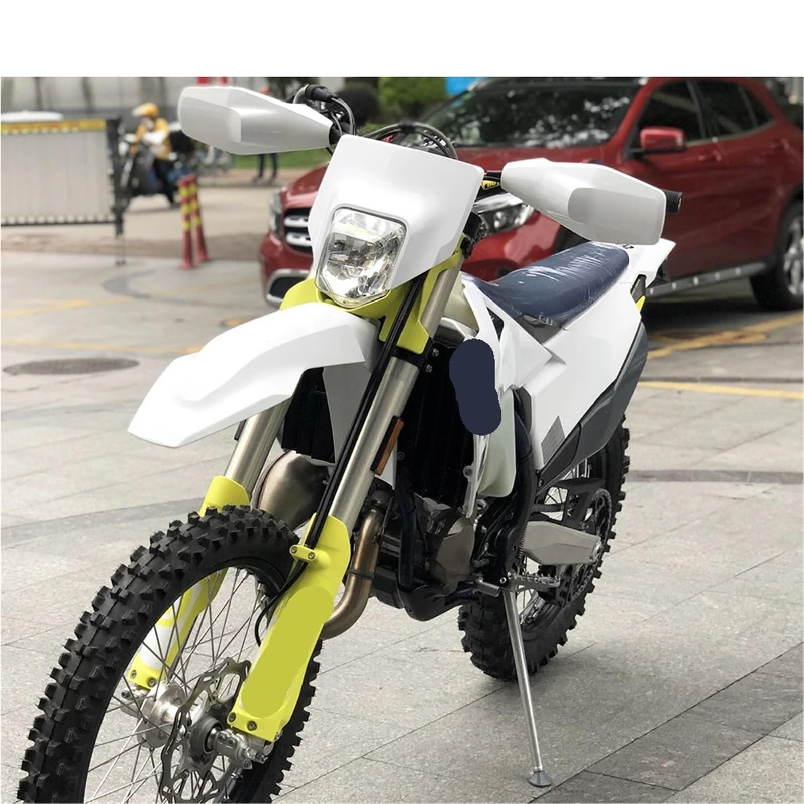 Paramanos Moto Compatible con Husq&Varna Cable de Freno hidráulico Embrague Compatible KAYO FE Motocicleta guardamanos Protector Manillar Protectores Mano Cubre Manetas Moto(Braktec-White)