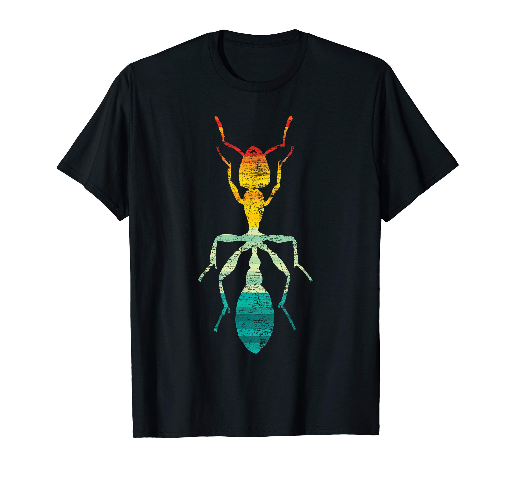 Insect Ant DesignRetro Ant T-Shirt Unisex-Adults, Unisex-Kids Black Small Classic Fit Crew Neck Short Sleeve T-ShirtOEKO-TEX STANDARD 100
