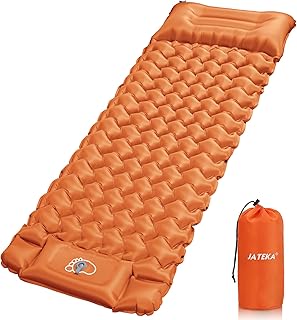 JATEKA Isomatte Camping, Aufblasbare Isomatte Ultraleicht, Sleeping Isomatte mit Kissen & Fußpumpe, Kompakte Leichte Schlafmatte für Camping Rucksackreisen Wandern Reisen Zelt