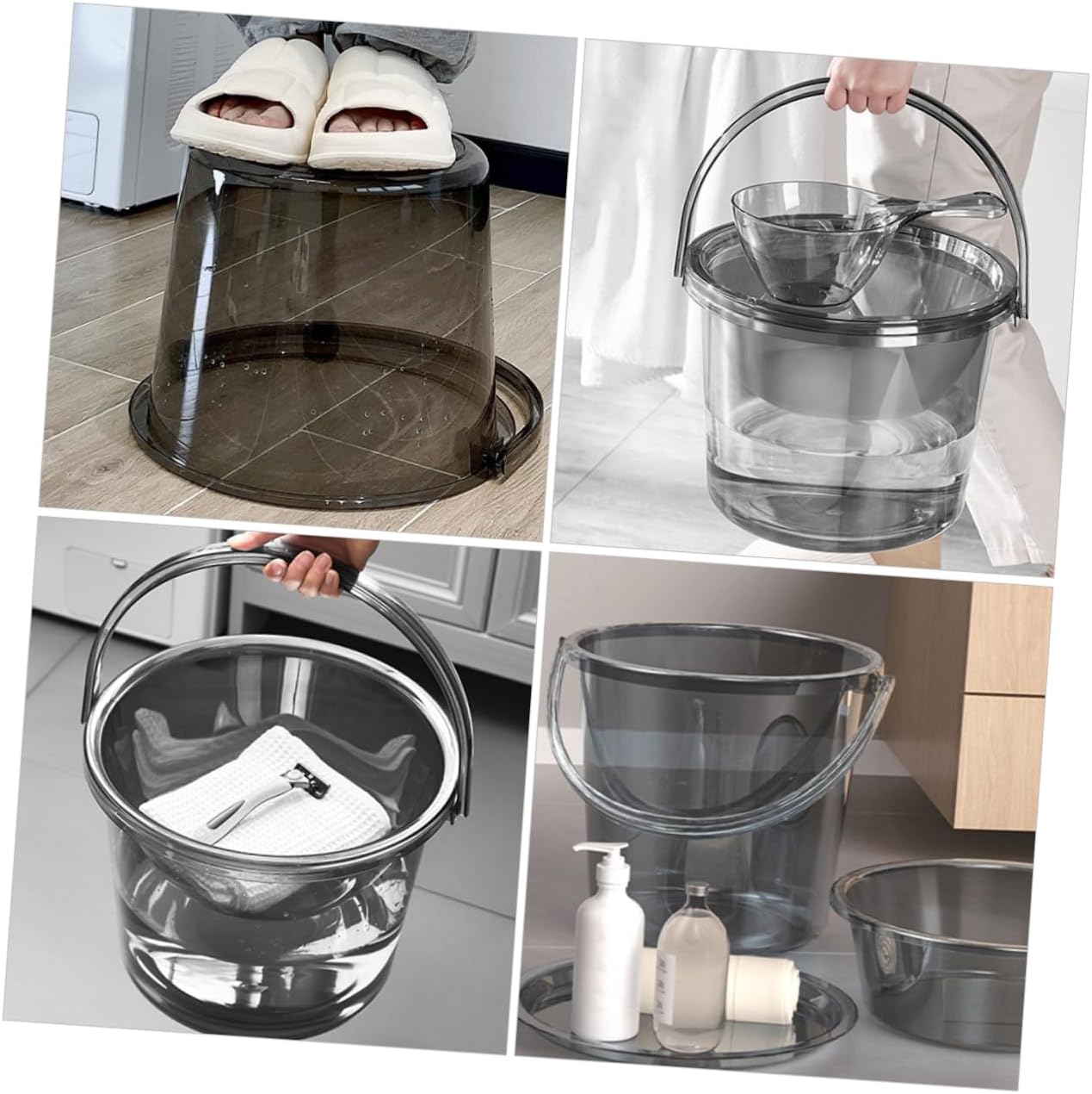PRETYZOOM Bucket Set Washing Paint Art Bucket Water Container for Farm Bath Bucket Sterilising Bucket Tubs Large Capacity Bucket Utility Pail Wash Basin Water Pail Sink Light Grey Plastic