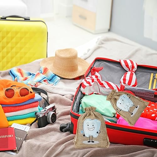 6 Pcs Tooth Bag Pouch, Tooth Holder to Place Under Pillow, Soft Fabric Keepsake Organizer for Small Jewelry Bracelet Beads Bags