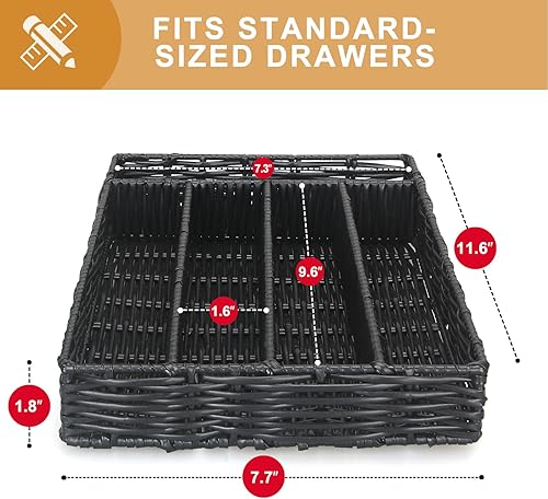 Miniatura 6 de Ayiaren Organizador de cajones de utensilios de cocina pequeño, bandeja estrecha para cajones de cubiertos blancos, organizador de cubiertos,