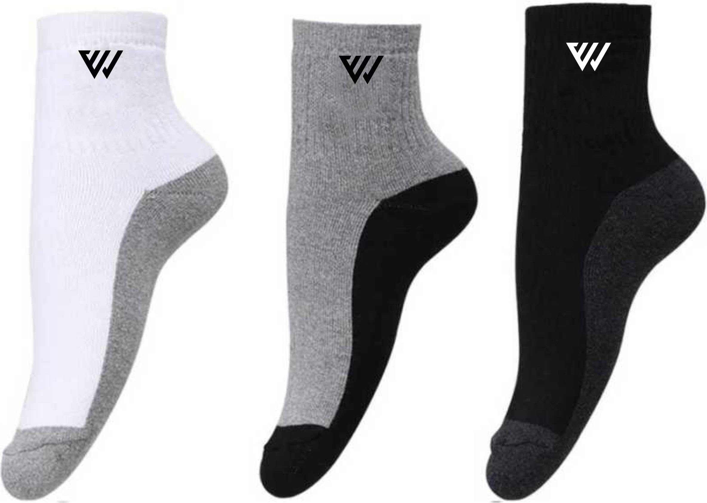 WHIPPETMen's Multicolour Elegant Ankle Length Socks (3 Pack) - Breathable, Moisture Wicking, Polycotton, 2XL, Regular Fit