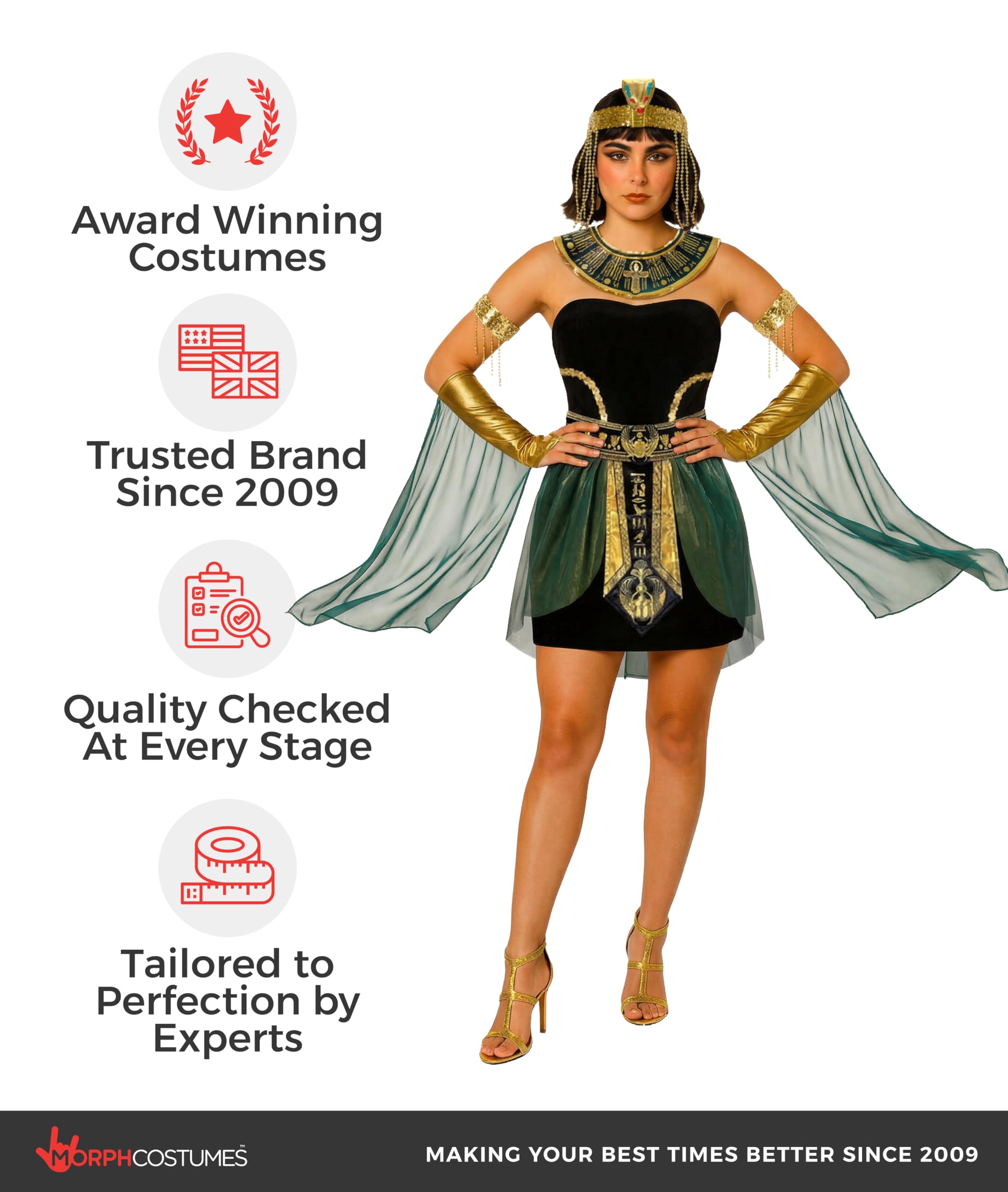 Morph Deguisement Reine Egyptienne Femme, Costume Egyptien Halloween