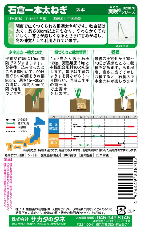 葱　オーダーページ Amazon | サカタのタネ 実咲野菜3870 石倉一本太ねぎ ネギ 00923870 | 野菜