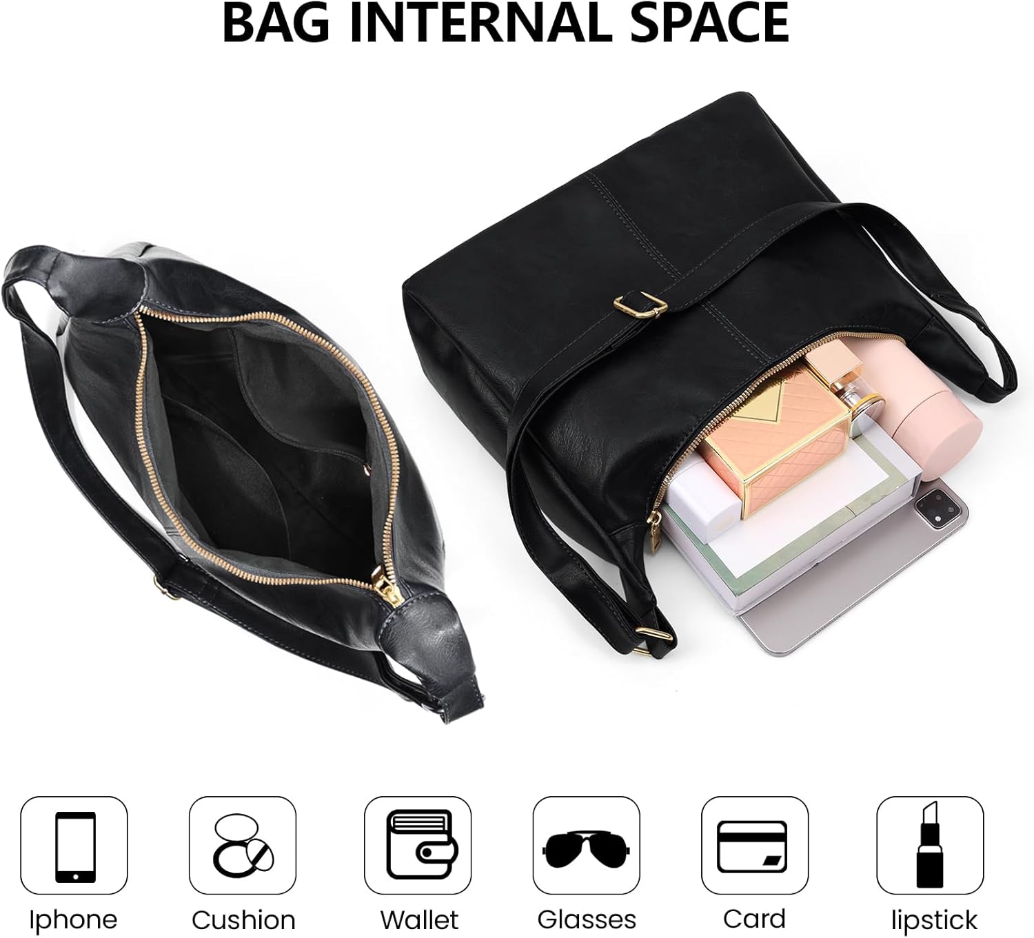 Slouchy Hobo Bags for Women Shoulder Handbag Leather Brown Purse Crossbody Handbag Daily Slouchy Tote Purses - Image 6