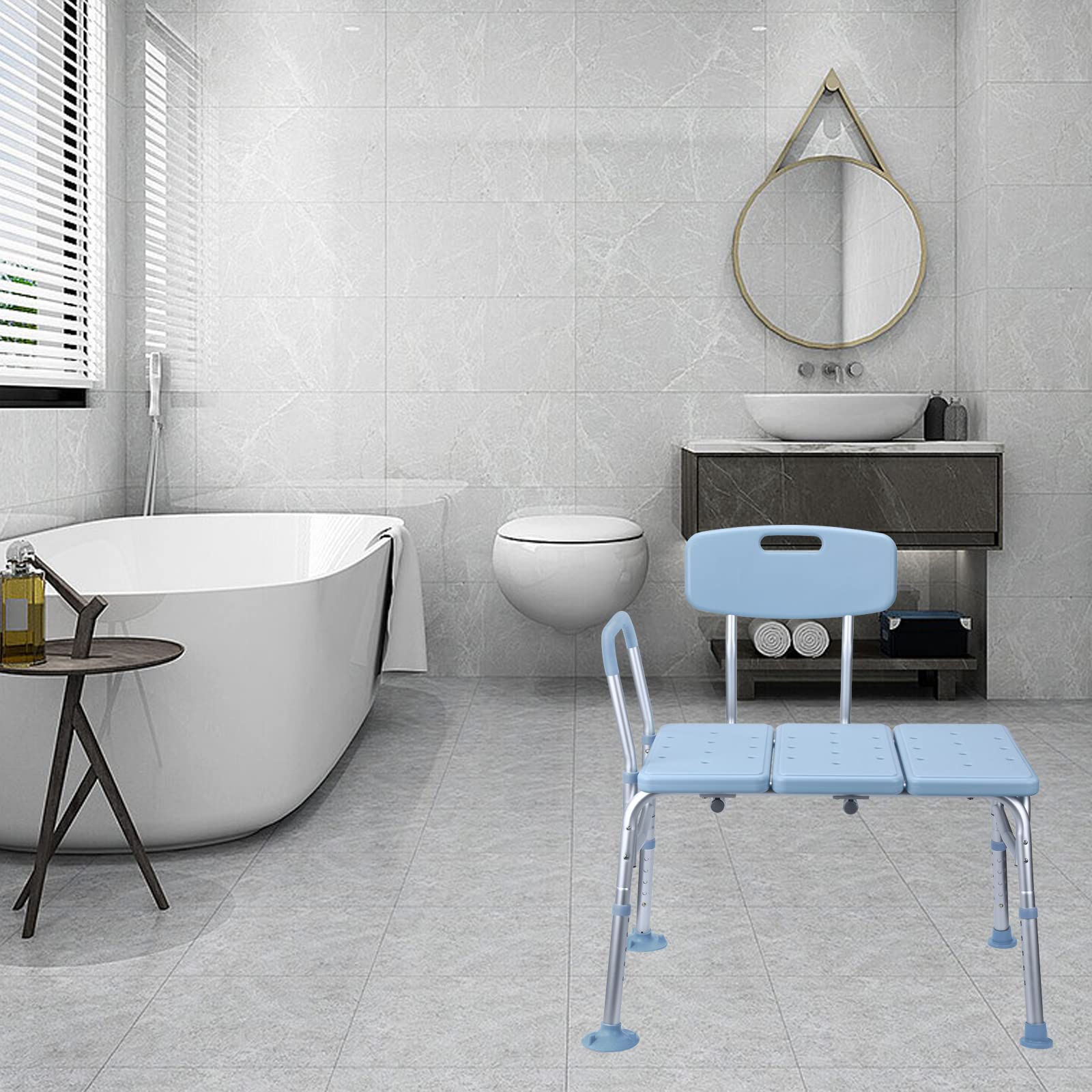 Taburete de ducha, silla de ducha con asa de bañera, respaldo para ancianos, altura ajustable de 85 a 96 cm, elevador de asiento de inodoro, patas antideslizantes, tipo 10