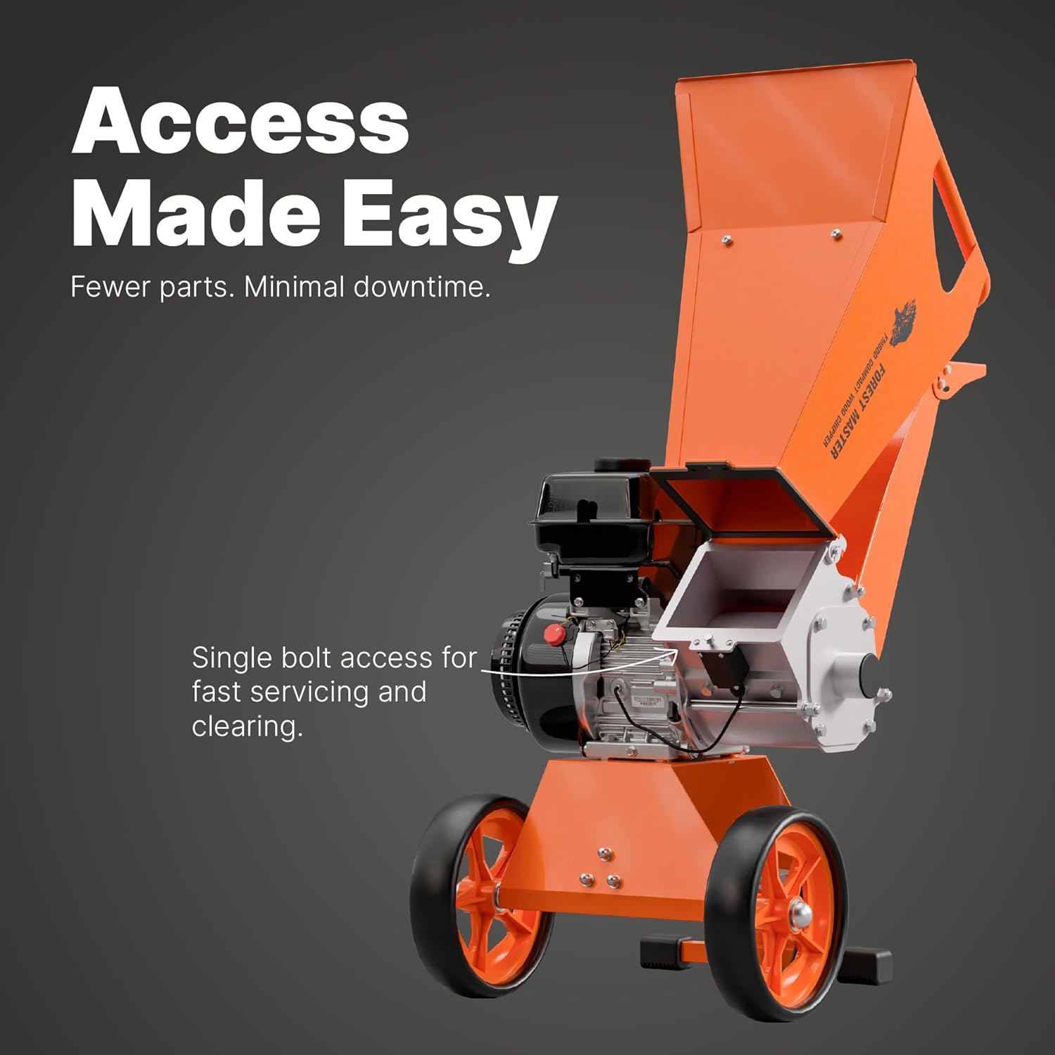 Forest Master FM8DD Petrol Wood Chipper & Mulcher - Compact Heavy-Duty 8HP Engine - Chipping Capacity Up to 3 inch* - Direct Drive, Anti-Block System - UK Designed with Expert Support