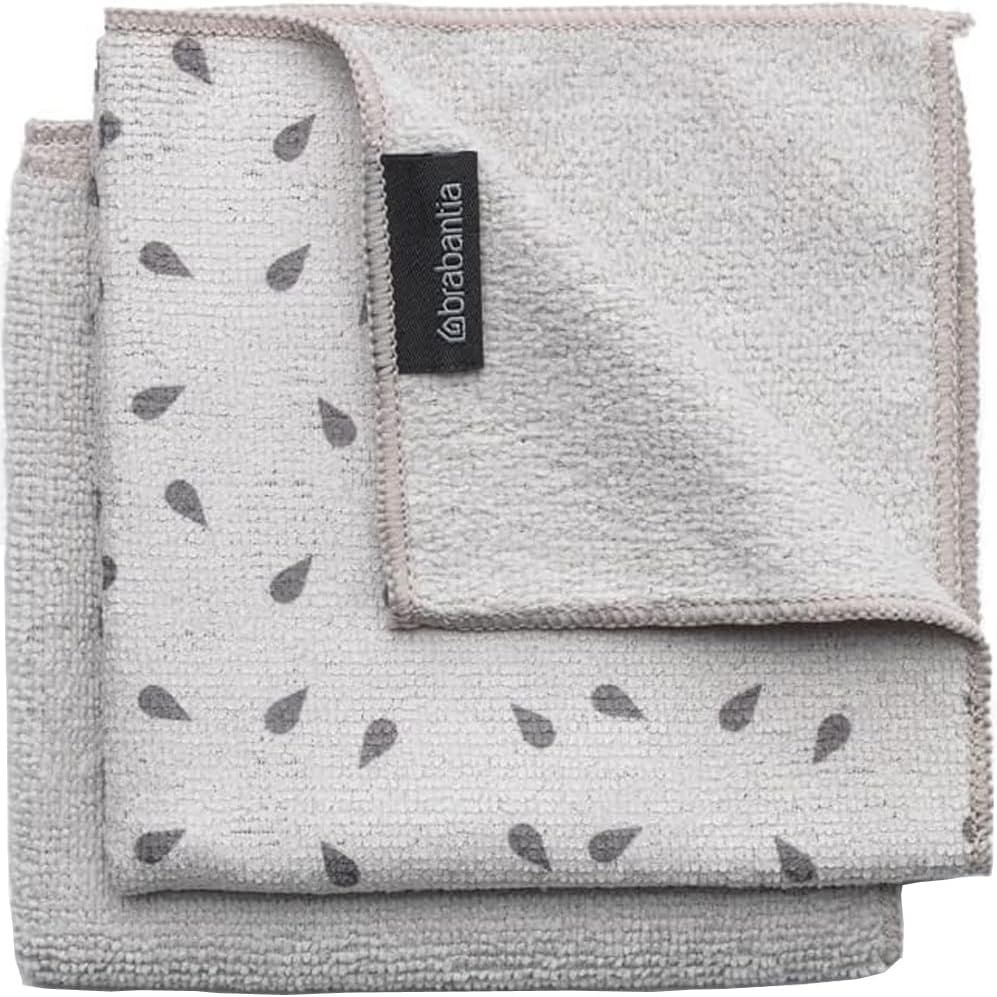Microfibre Cleaning Cloths (x 2), Machine Washable, Light Grey