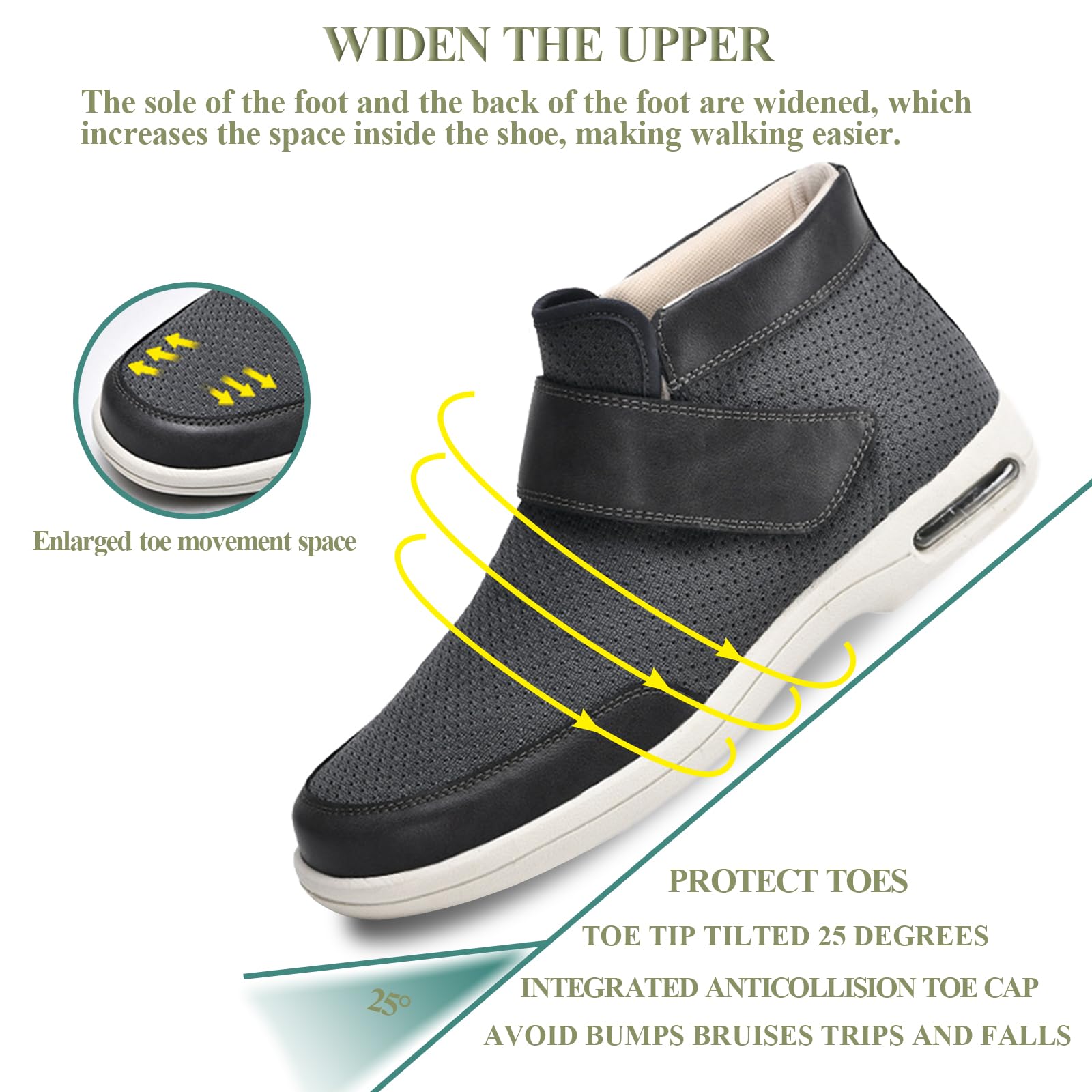 Scarpe Stivali Uomo Donna per Diabetici Extra Larghe Leggero Antiscivolo Confortevole Calde Scarpe Ortopediche Camminata per Anziani Piedi Gonfi